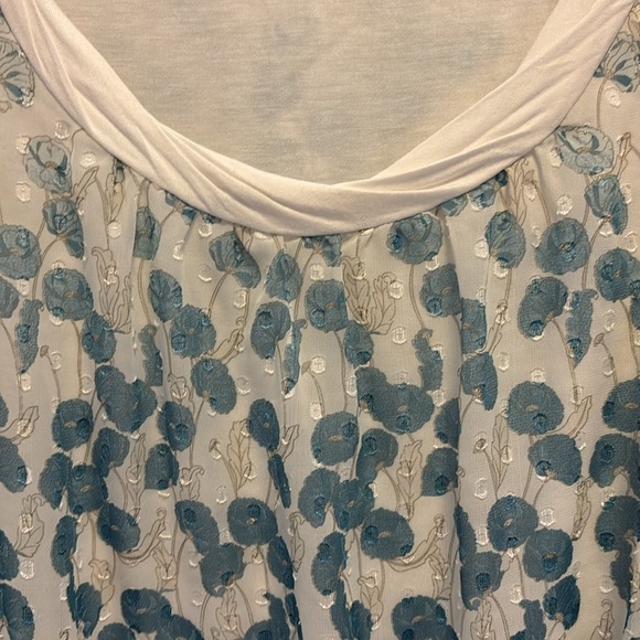 ROCHA JOHN ROCHA BRAND BLUE AND WHITE FLORAL DESIGN LINED WITH BALLOON HEM - Picture 3 of 8